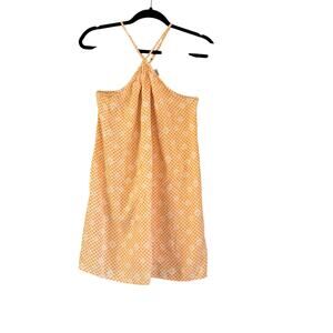 So Mini Dress Shirt Y2K Orange Checkered Floral Women’s S Casual Preppy Beach